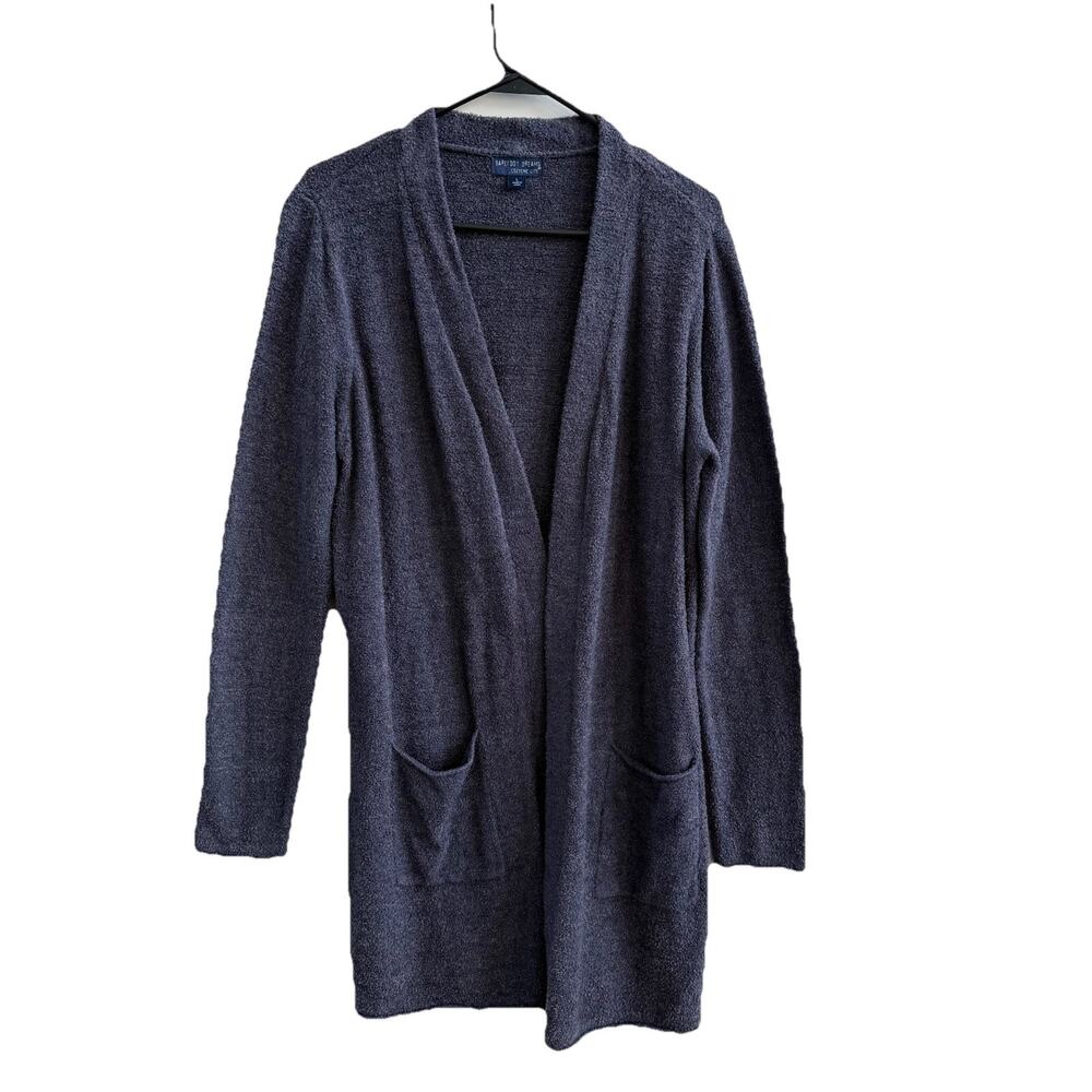 Barefoot Dreams Cozychic Lite Santa Monica Cardigan Indigo Blue Open front large